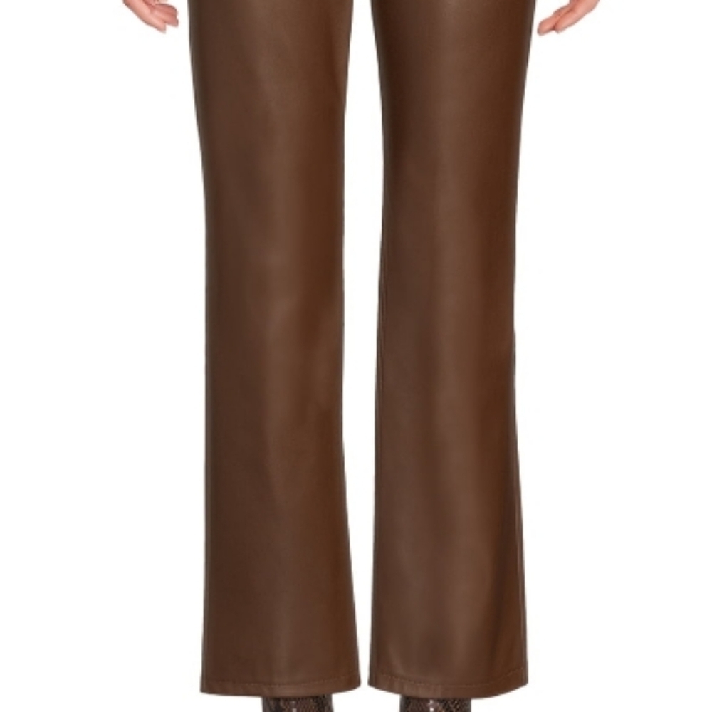 NOBO No Bpundaries Hot Chocolate Brown Straight Leg High Rise Faux Leather Pant - Picture 2 of 6
